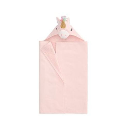 Pink Unicorn Baby Critter Hooded Towel , Nursery Wrap , Pink