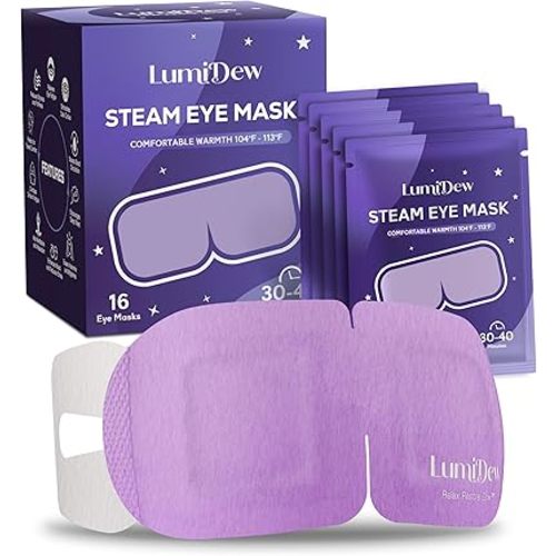 Steam Eye Mask, Self Heating Heated Eye Mask for Sleep, Warm Compress for Eyes, Moist Heat for Dry Eye Relief, Stye Eye Treatment, Spa, Travel Essentials, Unscented 16 Pack