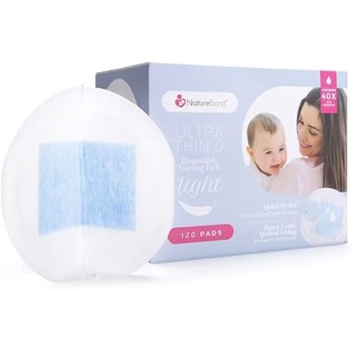 NatureBond Ultra Thin Disposable Nursing Pads for Breastfeeding, 120 Count, Lactating Pads, Protectores de Lactancia, Breast Pads 1mm Thickness