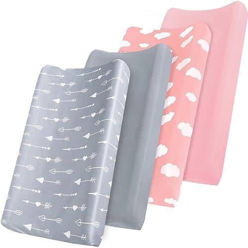 Changing Pad Cover 4-Pack, 32"x16", Polyester, Multi-Color