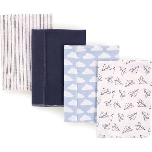Hudson Baby Unisex Baby Cotton Flannel Burp Cloths, Paper Airplane, One Size