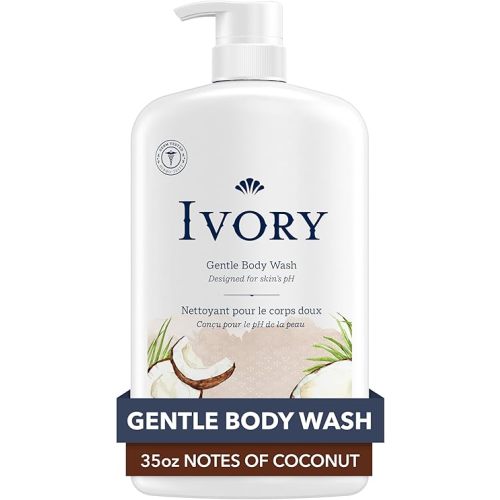 Ivory Body Wash, Designed for the Whole Family, Gentle Formula, Free of Dyes Heavy Perfumes Parabens Phthalates & Silicones, Coconut Scent, 35 oz