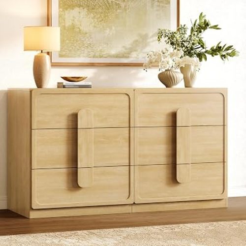 SICOTAS Dresser for Bedroom with 6 Drawers, 53.5" Wide Chest of Drawers