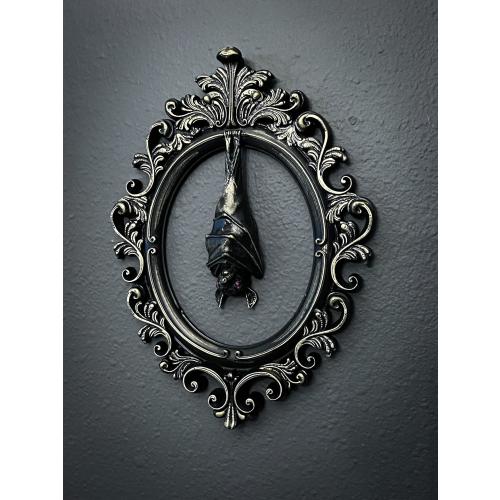 Gothic Framed Hanging Bat Wall Decor