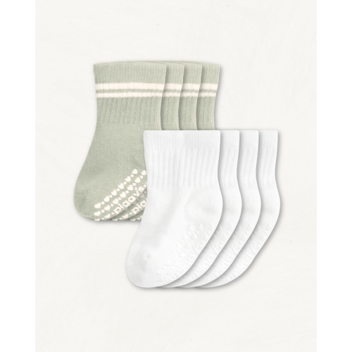 Baby Gripper Crew Socks 4-Pack (6-12 Months) - Vetiver