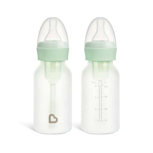 Munchkin Bond® Silicone Glass Bottle, 2-Pack - Mint / 4 Ounce