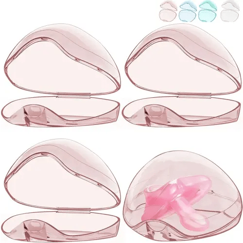 Smlpuame Pacifier Case,4 Pack BPA Free Pacifier Holder Case,Transparent Container Box for Baby Binky（Not Included,Essential Pacifier Accessories,Alway Keep Paci Clean,Easy to Clean(Pink)