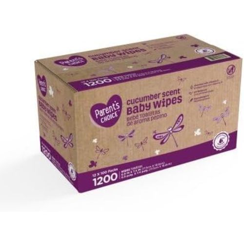 Parents Choice Baby Wipes, 12 packs of 100 (1200 count) (Cucumber Scent)