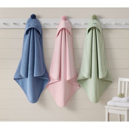 Super Soft Pom Pom Baby Hooded Towel | Pottery Barn Kids