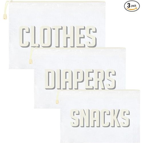 3pcs Hospital Bag Organizing Pouches for Labor and Delivery, Maternity Essentials Diaper Bag Organizer for Mom Travel - Beige/White