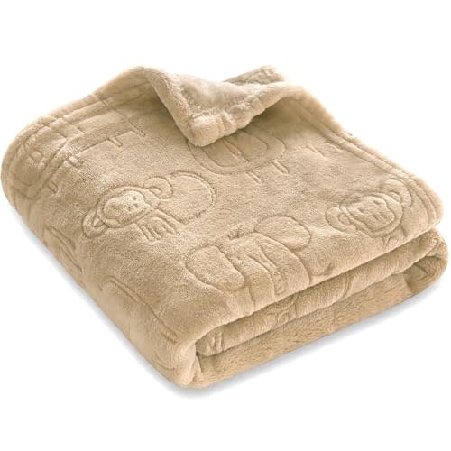 BORITAR Baby Blanket 3D Animal Fleece Flannel Blanket 30x40 Inch Brown | Soft Cozy Warm Lightweight Fleece Blanket for Toddler Boys Newborn Infant Crib Stroller Bed Travel Pet Shower Gift