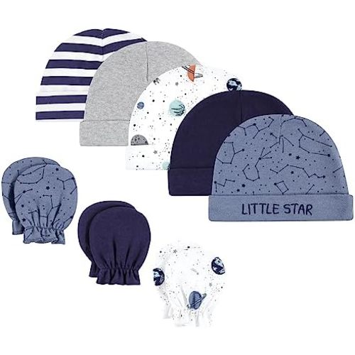 Hudson Baby Unisex Baby Cotton Cap and Scratch Mitten Set