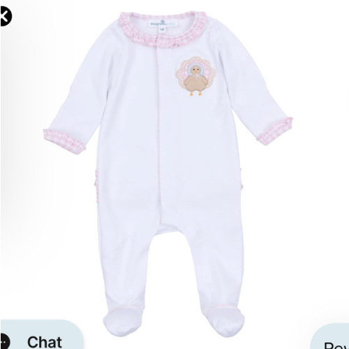 NB Pilgrim Pals Applique Ruffle Footie - Pink
