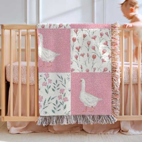 Floral Baby Blanket Girls Goose Nursery Decorations Baby Shower Gift Custom Newborn Keepsake Gift Pink Floral Patchwork Blanket - Etsy