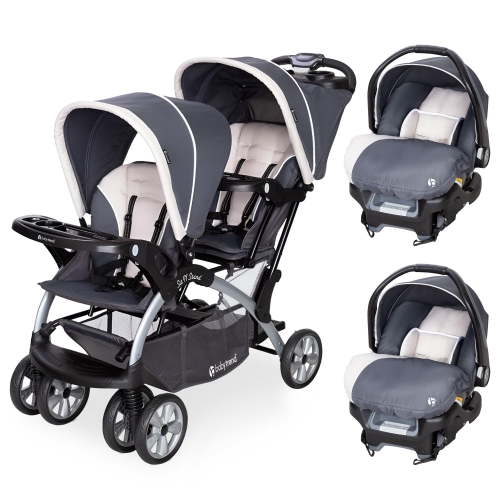 Baby Trend Double Stroller and 2 Ally 35 Infant Car Seats, Magnolia, 40 lb Capacity