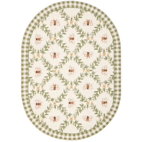SAFAVIEH Handmade Chelsea Aubree French Country Trellis Wool Rug- Oval (4.5 ft by 6.5 ft)