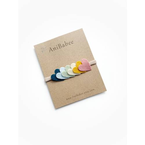 Rainbow Baby Outfit, Earth Tone Rainbow Headband, Valentines Day Headband, Heart Headband, Rainbow Baby Headband, Hair Accessories, Hair Bow