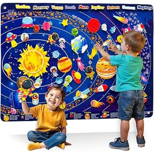 Quokka Space Felt Board for Kids 3-5 Years Old - Social Emotional Preschool Learning Activities for Ages 3-5 - Educational Flannel Toy Speech Therapy Gift