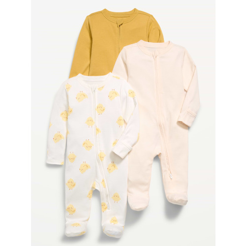 Ribbed 2-Way-Zip Sleep & Play Footed One-Piece 3-Pack for Baby