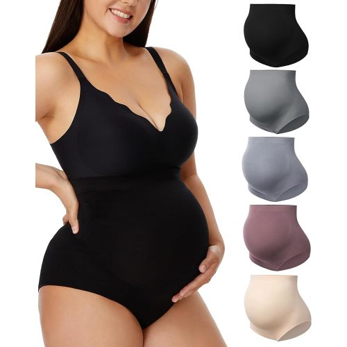 Angelhood Maternity Underwear Over Bump, Seamless Maternity Support Panties, Plus Size, Multi Pack