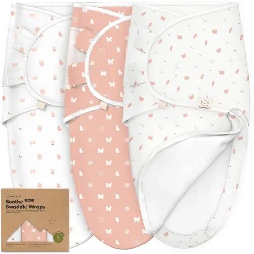 Baby Swaddle Sleep Sacks with Zipper - 3-Pack Swaddles for Newborns 0-3 Months, Infant, Baby Girls, Boys, Soft & Durable Newborn Sleep Sack, Easy Diaper Change Swaddling Blanket (Butterflies)