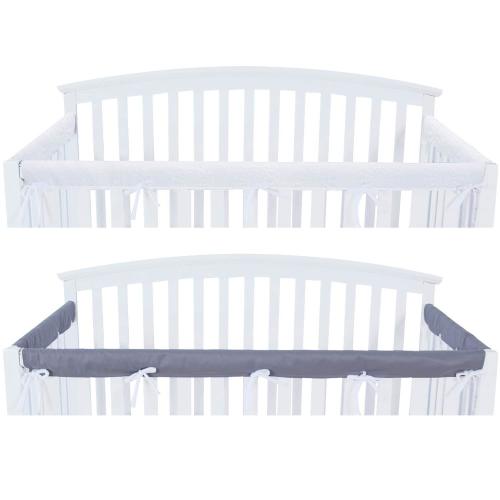 3 Pieces Quilted Crib Rail Cover - Protector Safe Teething Guard Wrap, Reversible, Fit Side and Front Rails