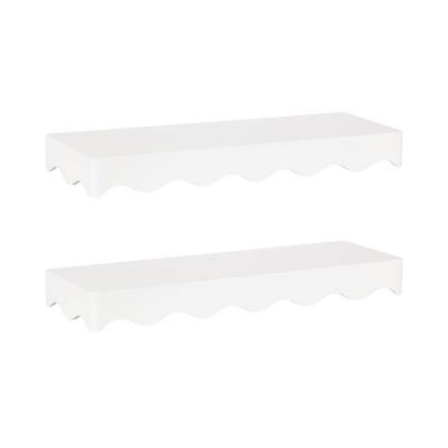 Kate and Laurel Maida Wood Floating Shelves, White, 2 piece 24 inch