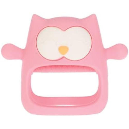 Nuby Silicone Wrist Grip Teething Mitten - 3+ Months, Pink Owl