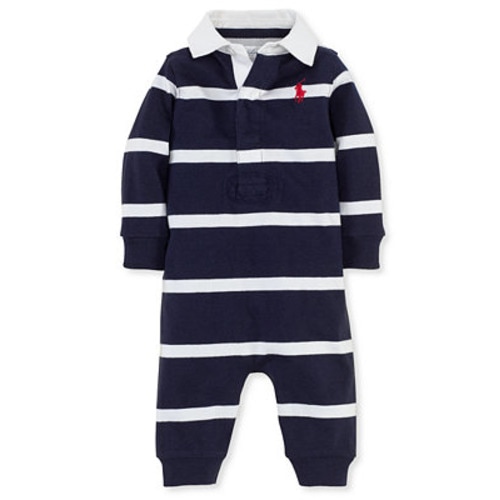 Baby Boys Striped Rugby Cotton Coverall