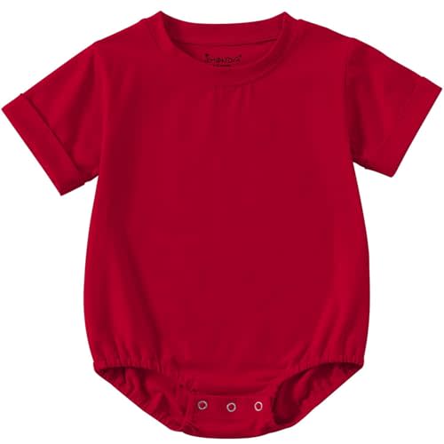 Jimonda Baby Bubble Romper Short Sleeve Bodysuit T-Shirt | 100% Cotton,Solid Color,Baby Summer Clothes,Button T-Shirt Outfits,Funny,Sliky Soft,Ultra Breathable, Gentle on skin,0-24 M