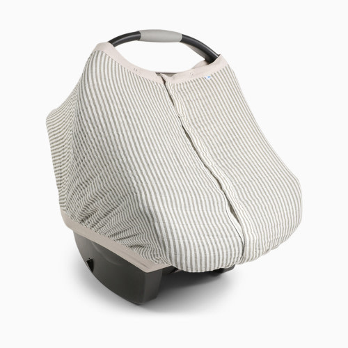 Little Unicorn Cotton Muslin Car Seat Canopy - Grey Stripe