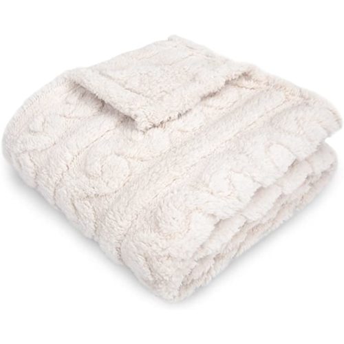 HOMRITAR Baby Blankets for Boys or Girls 3D Fluffy Fuzzy Blanket for Baby, Soft Warm Cozy Flannel Fleece Warm Infant or Newborn Receiving Blanket 330GSM (30 x 40 Inch, Cream )