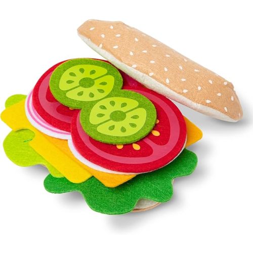 Melissa & Doug Felt Food Sandwich Play Food Set (33 pcs), Orange, 1 Count