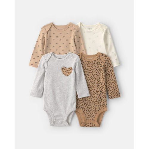 Baby Girl 4-Pack Leopard Print Long-Sleeve Multipack Bodysuits | Carter's