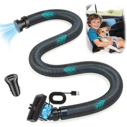 Car AC Vent Extender with Built-In Fan for Back Seat Cooling, Car Ac Tube