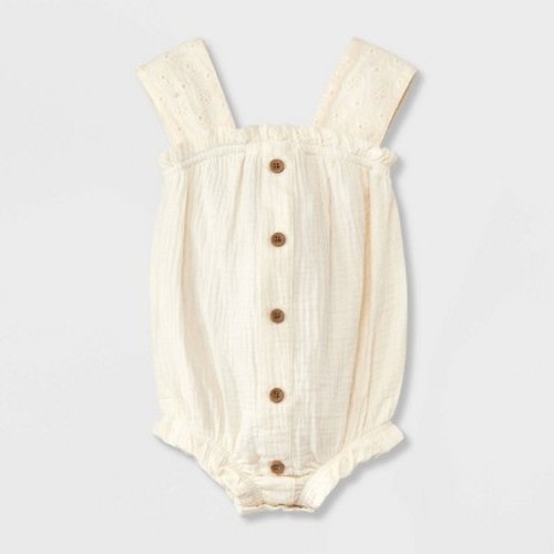 Grayson Mini Baby Girls' Solid Romper - Off-White, Size: Infant6-9M