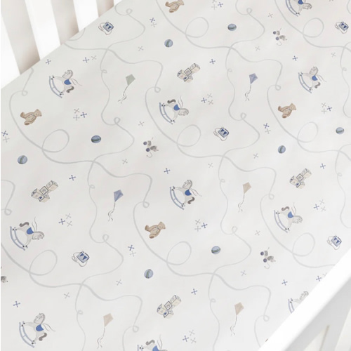 Little Toy Chest Crib Sheet - Ivory