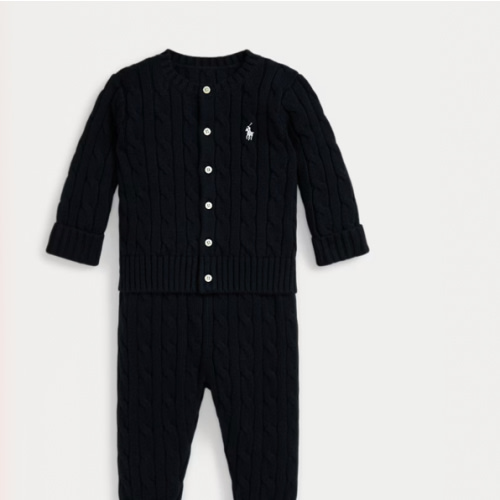 Cable-Knit Cotton Cardigan & Pant Set
