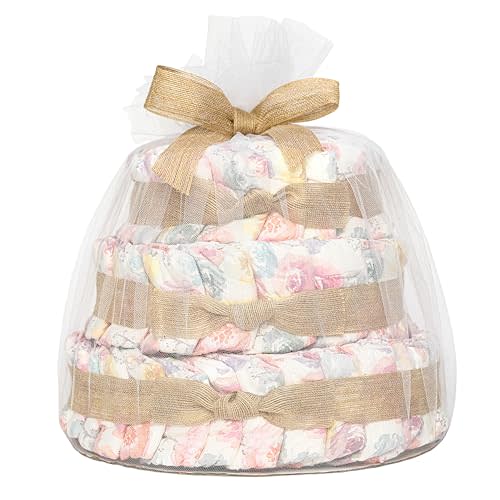 The Honest Company Deluxe Diaper Cake | Clean Conscious Diapers, Baby Personal Care, Plant-Based Wipes | Rose Blossom | Deluxe, Size 1 (8-14 lbs), 70 Count