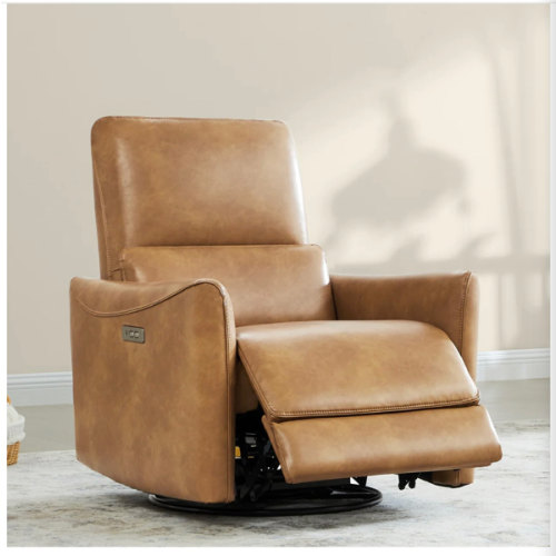 Tracee Modern Power Swivel Glider Recliner - Faux Leather - Camel