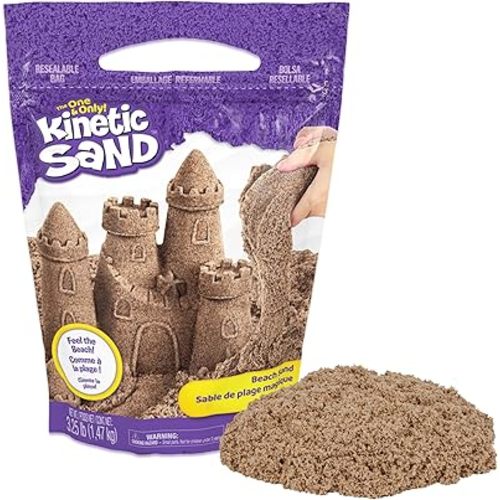 Kinetic Sand, 3.25lbs Beach Play Sand, Moldable Sensory Toys for Kids, Resealable Bag (Packaging May Vary), for Ages 3 and up