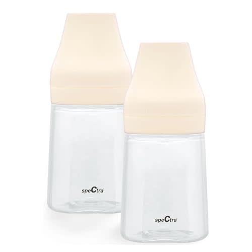 Spectra Baby Wide Neck Baby Bottles for Breast Milk, Pack of 2 | BPA-Free Wide Neck Bottles Compatible with Spectra Wide Neck Breast Shields & Electric Breast Pumps for Storage
