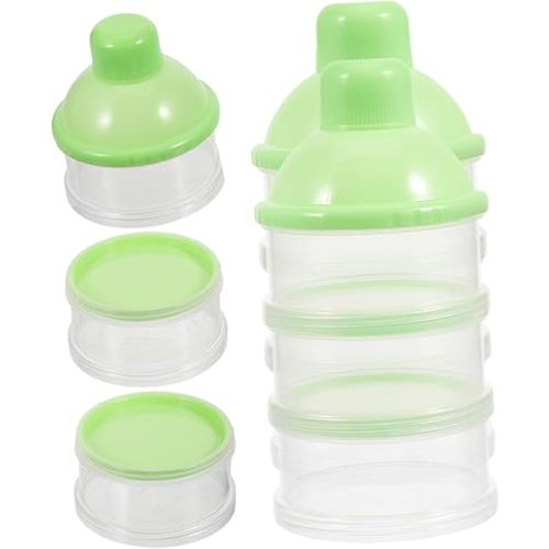 Sosoport 3Pcs Portable Milk Powder Dispenser Set for Travel Baby Formula Container 3 Compartments Airtight Milk Powder Storage Box for-The-Go Parents