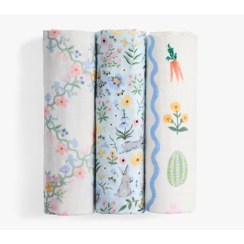 Rifle Paper Co. Bunny Floral Organic Swaddle Set