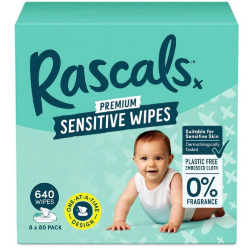 Rascals Premium Sensitive Wipes
Plastic Free Cloth | 640 Pack
