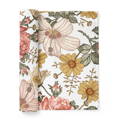 Garden Floral White Swaddle : Baby Girl Swaddle – Mini Wander