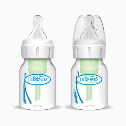 Dr. Brown's Anti-Colic Options+ Narrow Anti-Colic Baby Bottle with Preemie Nipple - Clear/White, 2 Oz
