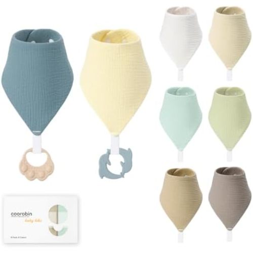 8-Pack Muslin Baby Bibs for Drooling and Teething
