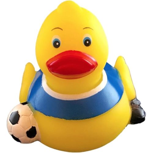 3" Soccer Rubber Duck [Sealed Hole, No Mildew] - Baby Safe Bathtub Bathing Toy