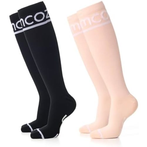 Momcozy Compression Socks for Women 15-20mmHg & 20-30mmHg | 2 Pairs, Graduated Compression for Circulation & Swelling